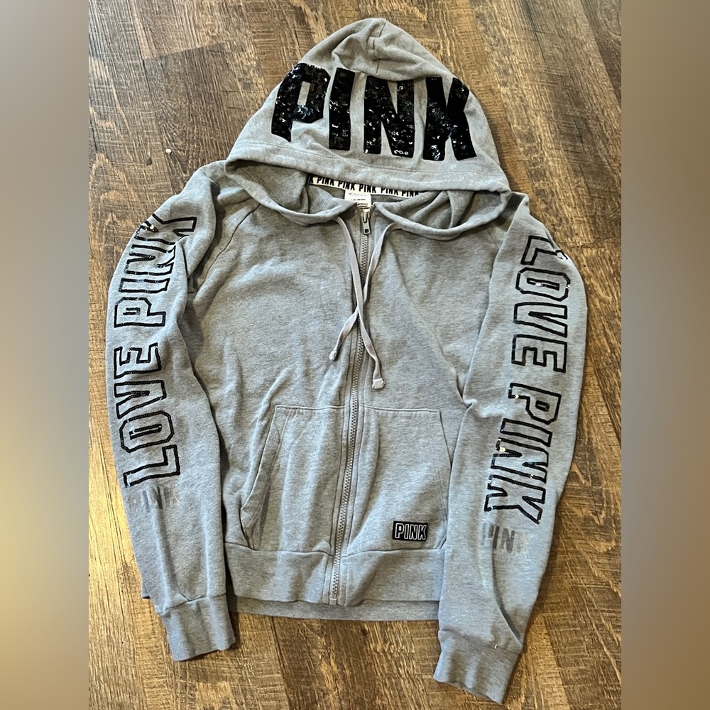 VS PINK gray JACKET with Sequins Size LG
